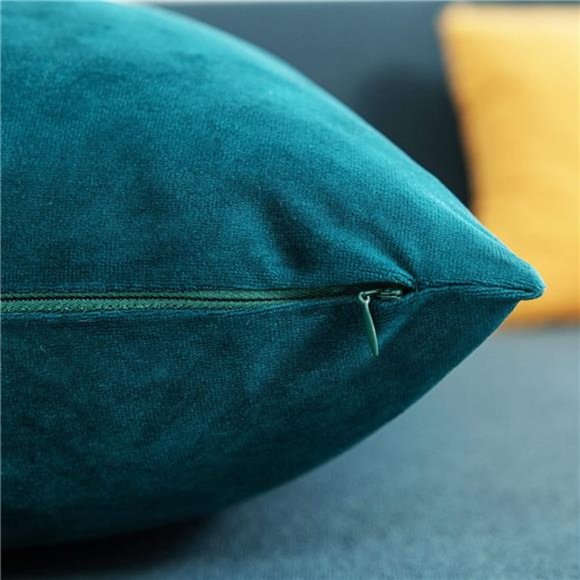 Throw Pillow Cases 18x18 Teal: 2 Pack Cozy Soft Velvet Square Decorative Covers - Picture 3 of 6